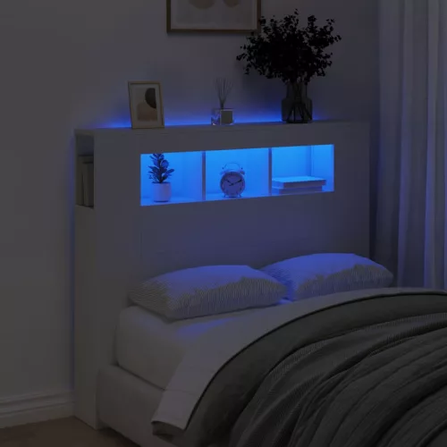 vidaXL fehér szerelt fa LED-es fejtámla 120x18,5x103,5 cm