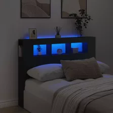 vidaXL fekete szerelt fa LED-es fejtámla 140x18,5x103,5 cm