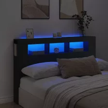 vidaXL fekete szerelt fa LED-es fejtámla 160x18,5x103,5 cm