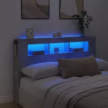   vidaXL betonszürke szerelt fa LED-es fejtámla 160x18,5x103,5 cm