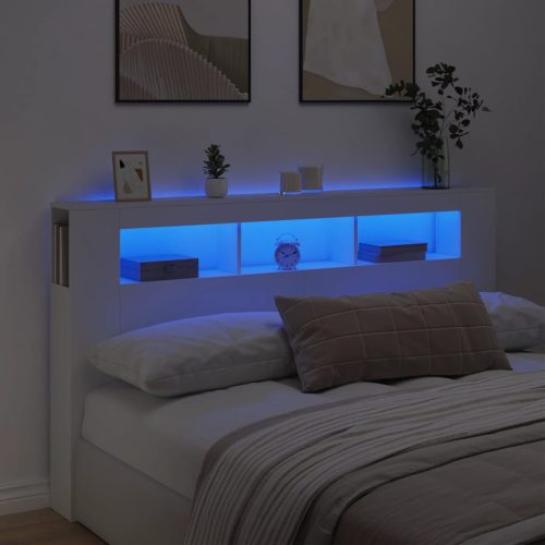 vidaXL fehér szerelt fa LED-es fejtámla 180x18,5x103,5 cm