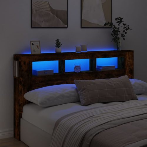 vidaXL sonoma-tölgyszínű szerelt fa LED-es fejtámla 180x18,5x103,5 cm