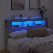   vidaXL szürke sonoma szerelt fa LED-es fejtámla 180x18,5x103,5 cm
