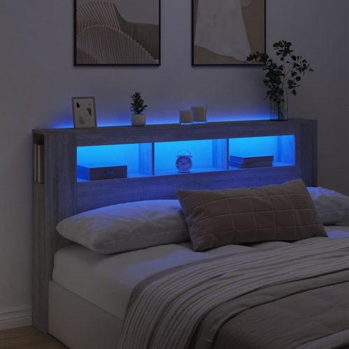 vidaXL szürke sonoma szerelt fa LED-es fejtámla 180x18,5x103,5 cm