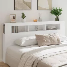   vidaXL fehér szerelt fa LED-es fejtámla 200 x 18,5 x 103,5 cm