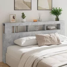   vidaXL betonszürke szerelt fa LED-es fejtámla 200 x 18,5 x 103,5 cm