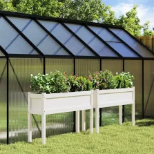   vidaXL 2 db fehér tömör fenyő kerti virágláda lábakkal