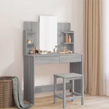   vidaXL szürke sonoma színű fésülködőasztal tükörrel 96x39x142 cm