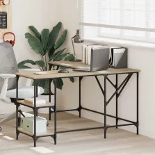   vidaXL sonoma tölgy színű mű fa íróasztal 139x139x75 cm