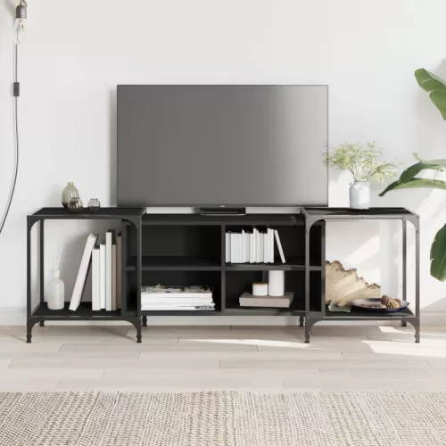 vidaXL fekete szerelt fa TV-szekrény 153 x 37 x 50 cm