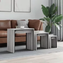   vidaXL 3 db szürke sonoma színű szerelt fa rakásolható dohányzóasztal
