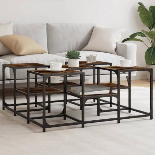 vidaXL füstös tölgy színű szerelt fa dohányzóasztal 91 x 91 x 40 cm