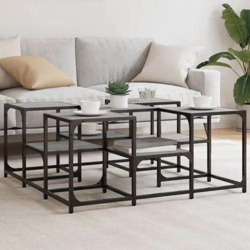 vidaXL szürke sonoma szerelt fa dohányzóasztal 91x91x40 cm