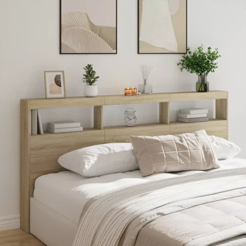 vidaXL sonoma tölgy színű áthidalószekrény LED-ekkel 200 x 17 x 102 cm