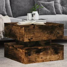   vidaXL füstös tölgy színű dohányzóasztal LED-lámpákkal 50 x 50 x 40 cm