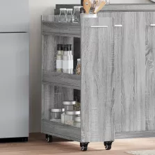   vidaXL szürke sonoma színű szerelt fa szekrény kerekekkel 60x22x79 cm