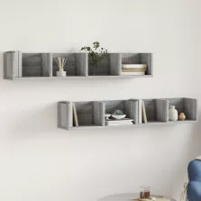   vidaXL 2 db szürke sonoma színű szerelt fa faliszekrény 99x18x16,5 cm