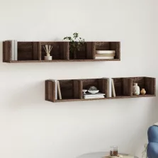   vidaXL 2 db barna tölgyszínű szerelt fa faliszekrény 99x18x16,5 cm
