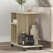   vidaXL sonoma tölgy színű szerelt fa kisasztal kerekekkel 50x35x55 cm
