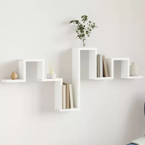 vidaXL fehér szerelt fa fali polc 104,5 x 10 x 43 cm