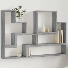   vidaXL szürke sonoma színű szerelt fa fali polc 96x12x64 cm