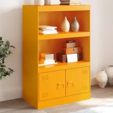   vidaXL mustársárga acél tálalószekrény 67 x 39 x 107 cm