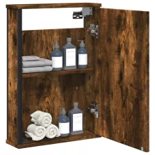   vidaXL füstölt tölgy szerelt fa tükrös fürdőszobaszekrény 42x12x60 cm