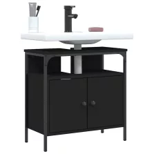   vidaXL fekete szerelt fa fürdőszobai mosdószekrény 60 x 30 x 60 cm