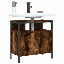   vidaXL füstölt tölgy szerelt fa fürdőszobai mosdószekrény 60x30x60 cm
