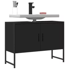   vidaXL fekete szerelt fa fürdőszobai mosdószekrény 80 x 33 x 60 cm