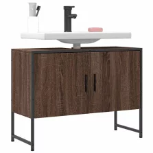   vidaXL barna tölgy szerelt fa fürdőszobai mosdószekrény 80x33x60 cm
