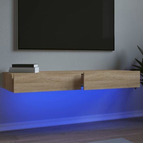 vidaXL 2 db sonoma tölgyszínű TV-szekrény LED-lámpákkal 60x35x15,5 cm