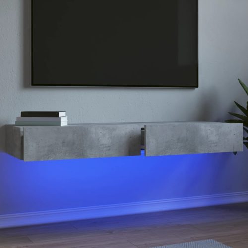 vidaXL 2 db betonszürke TV-szekrény LED-lámpákkal 60x35x15,5 cm