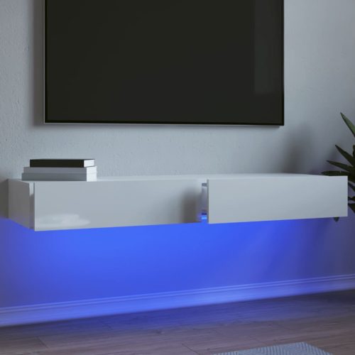 vidaXL 2 db magasfényű fehér TV-szekrény LED-lámpákkal 60x35x15,5 cm