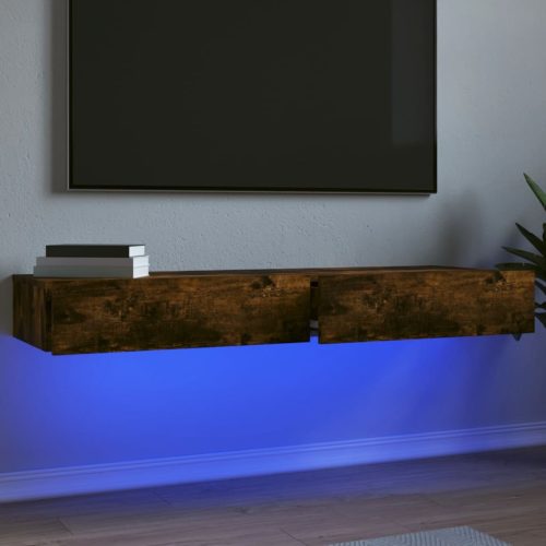 vidaXL 2 db füstös tölgyszínű TV-szekrény LED fénnyel 60x35x15,5 cm