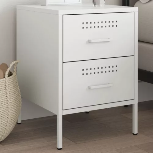 vidaXL fehér acél éjjeliszekrény 36 x 39 x 50,5 cm