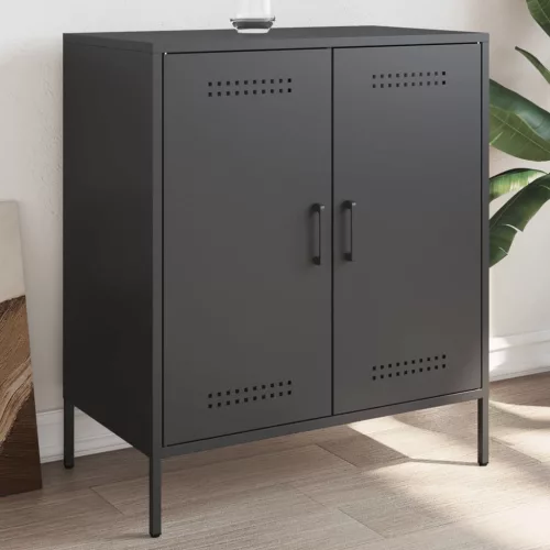 vidaXL fekete acél tálalószekrény 68 x 39 x 79 cm