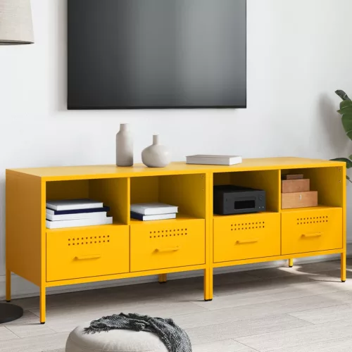 vidaXL 2 db mustársárga acél TV-szekrény 68 x 39 x 50,5 cm
