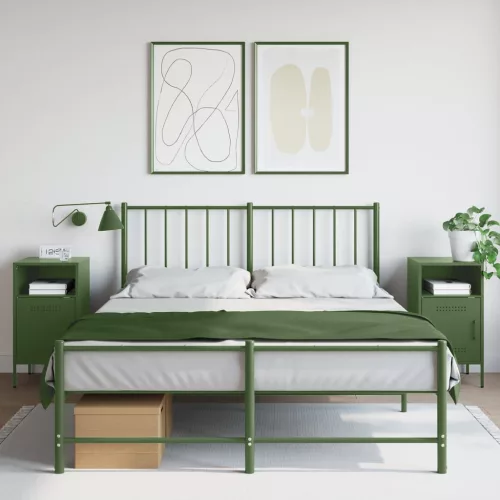 vidaXL 2 db olívazöld acél éjjeliszekrény 36 x 39 x 68 cm