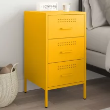 vidaXL mustársárga acél éjjeliszekrény 36 x 39 x 68 cm