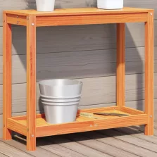   vidaXL viaszbarna tömör fenyőfa ültetőasztal polccal 82,5 x 35 x 75 cm
