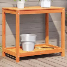  vidaXL viaszbarna tömör fenyőfa ültetőasztal polccal 82,5x50x75 cm