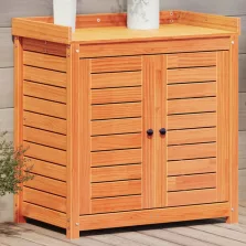   vidaXL barna tömör fenyőfa ültetőasztal polcokkal 82,5 x 50 x 86,5 cm
