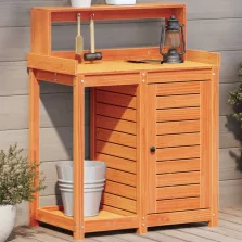   vidaXL barna tömör fenyőfa ültetőasztal polccal 82,5 x 50 x 109,5 cm