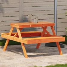   vidaXL viaszbarna tömör fenyőfa piknik asztal 105 x 134 x 75 cm