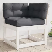   vidaXL fehér tömör fenyőfa kerti sarokkanapé párnával 73 x 73 x 78 cm