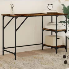   vidaXL füstös tölgy színű fém és szerelt fa íróasztal 120 x 50 x 75 cm