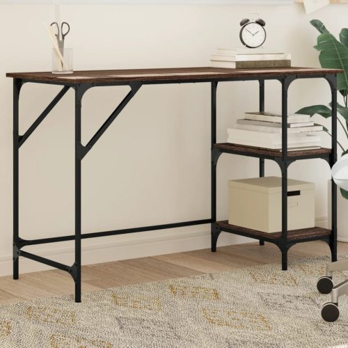 vidaXL barna tölgy színű fém és szerelt fa íróasztal 120 x 50 x 75 cm