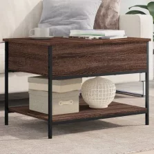   vidaXL barna tölgy színű szerelt fa és fém dohányzóasztal 70x50x50 cm