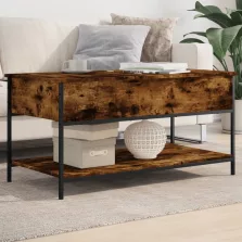  vidaXL füstös tölgy szerelt fa és fém dohányzóasztal 100 x 50 x 50 cm